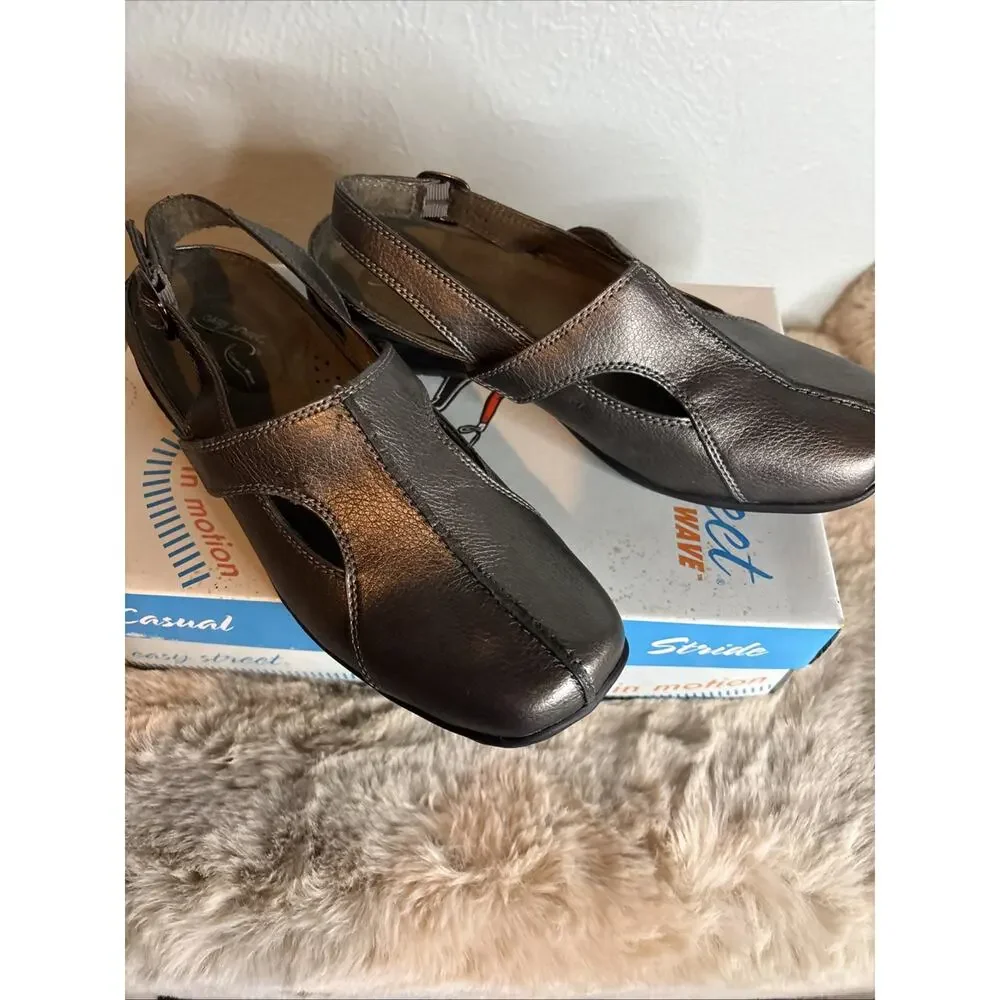 Easy Street Sportster Slingback Mule Pewter‎ 7.5 M
